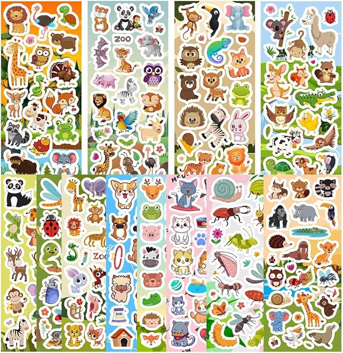 36 sheets animal stickers for kids, 700+ cute animal stickers for scrapbooking, teachers classroom prizes, goodie bag stuffers, birthday gift idea, party favors, decorations