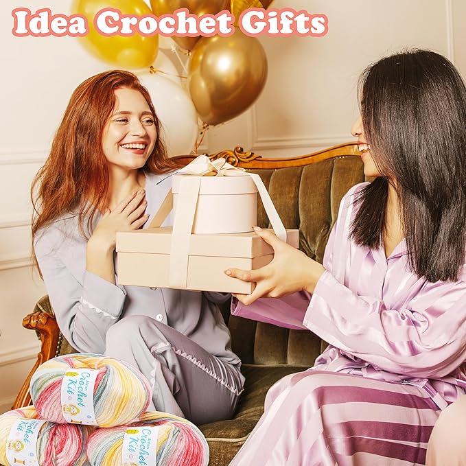 Alvian Scarf Crochet Kit for Beginners Crochet Starter Kits Craft Knitting with Step-by-Step Video Tutorials Handmade Gift for for Birthday, Anniversary, Valentines (Scarf Crochet Kit for Adults)