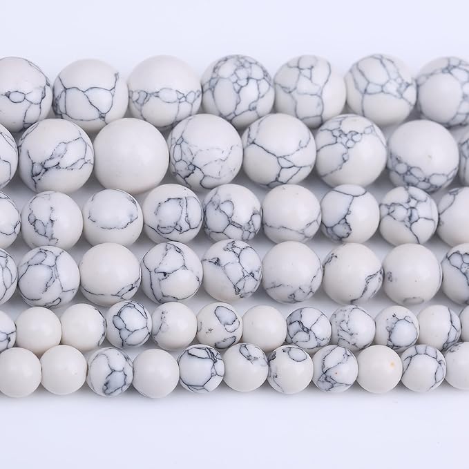 White Turquoise Stone Beads for Jewelry Making DIY Bracelet Necklace Gemstone Round Crystal 1 Strand 15.5inch 45PCS 8MM