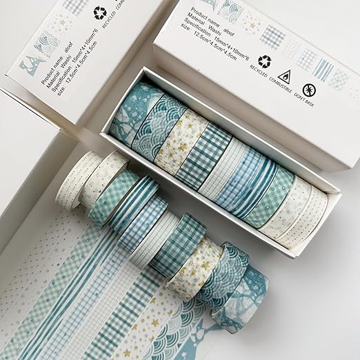 YUBBAEX 10 Rolls Vintage Washi Tape Set Basic Masking Retro Artwork Decorative Tapes for Arts, DIY Crafts, Journals, Planners, Scrapbook, Wrapping (Aloof)