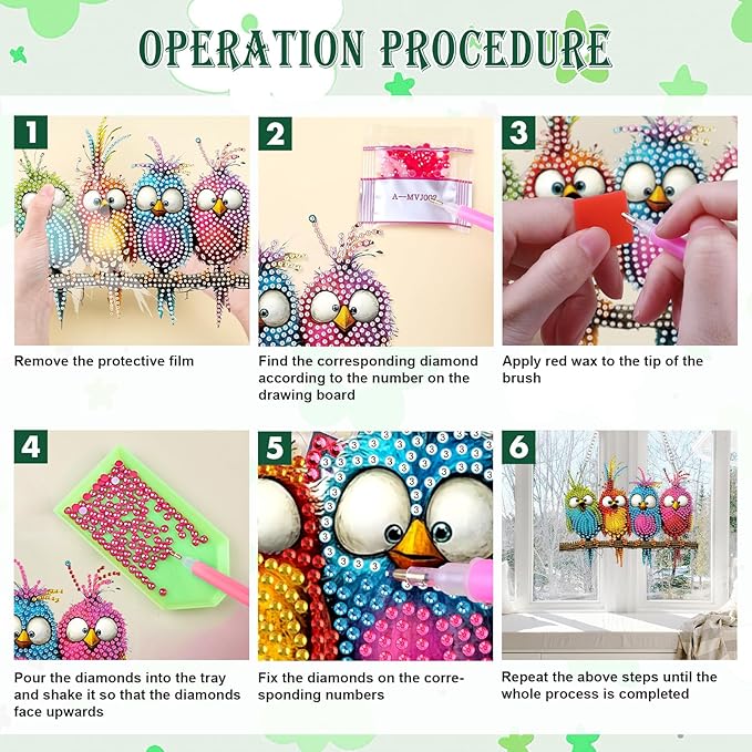MAXBYE Diamonds Painting Kits for Adults, Diamond Art Painting Pendant Kits, 5D Diamonds Painting Hanging Ornament Bird, DIY Crystal Window Pendant Kit for Adults Gift Wall Home Decoration