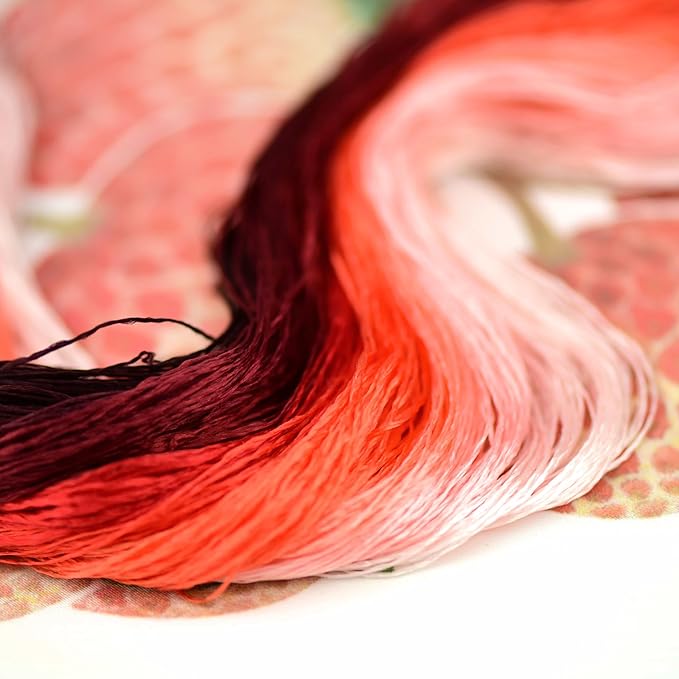 Natural Silk Thread – 13 Colors, 110m Each, Handmade Silk Embroidery Floss for Hand Embroidery, Cross-Stitch, and Needlework Projects