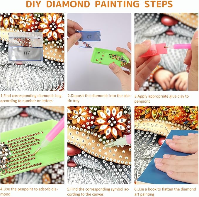 SENQAO Fall Pumpkin Gnome Diamond Art Hanging Kits for Adults Beginners, DIY Acrylic 5D Special Shaped Crystal Diamond Gem Art Painting Hanging Ornament for Home Wall Decor and Gift