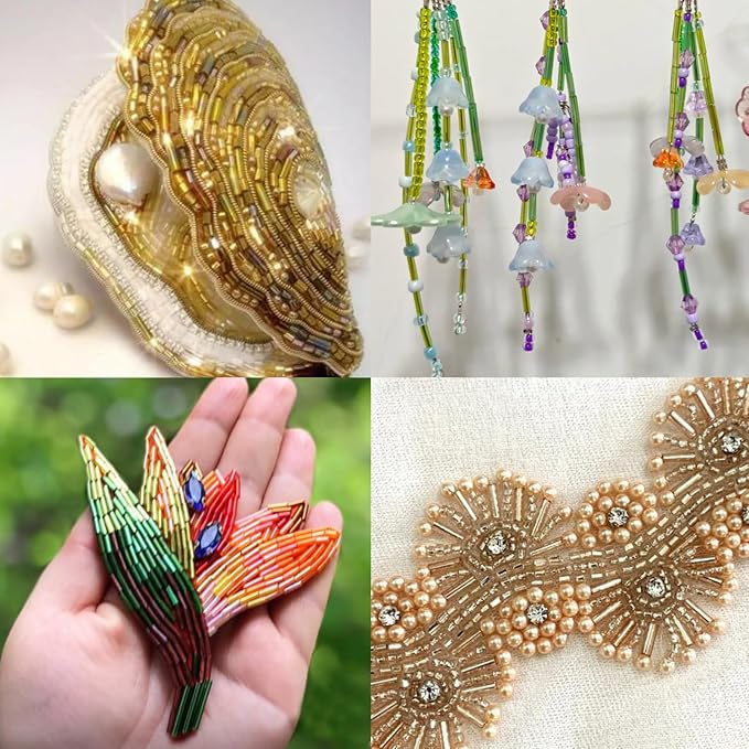 Tube Seed Beads 7mm Crafts Glass Bugle Beads with for Jewelry Making Embroidery Decoration (28 Colors, 8400pcs)