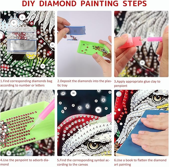 SENQAO Christmas Diamond Art Hanging Kits for Adults Kids, Eagle Diamond Art Suncatchers, 5D Special Shape Diamond Painting Pendant Window Ornament Gifts for Home Door Wall Decor