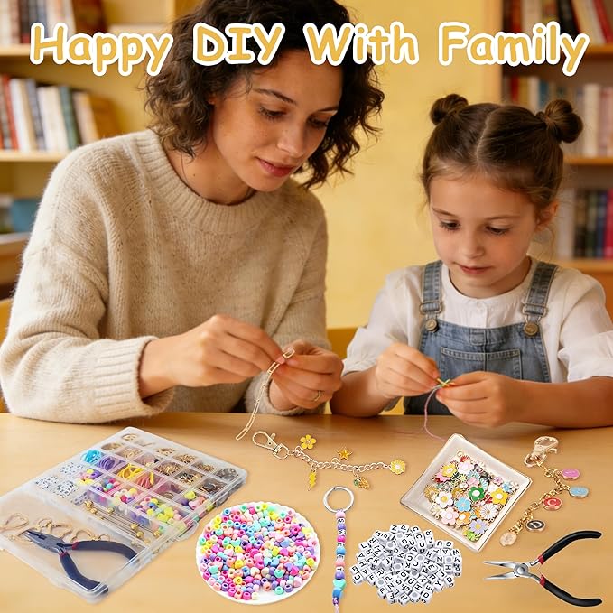 561PCS Keychain Making Kit ,Lipgloss Holder Keychain Charm Bracelet Making Kit Lip Gloss Charms Keychain Charms with Extender Chains, Jump Rings, Lobster Clasps with Organizer Box for DIY Crafts