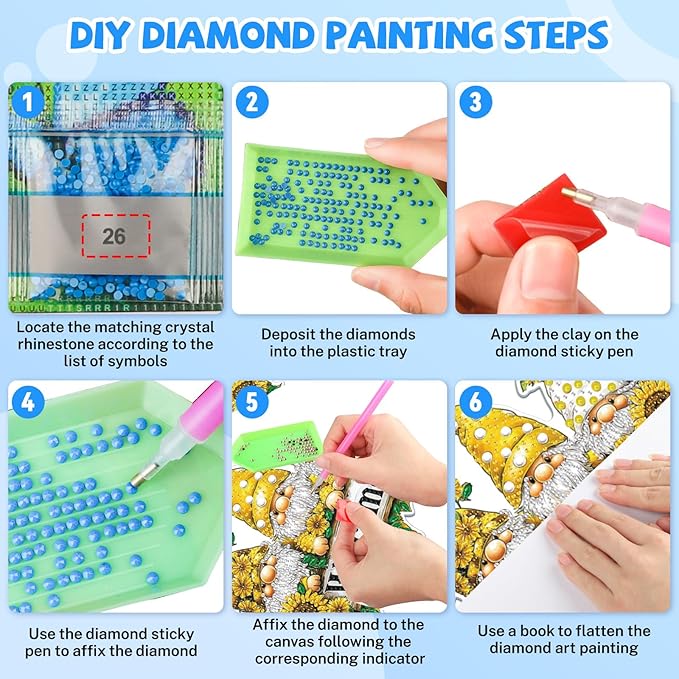 Bowetile Hanging Diamond Art Gnomes Kits for Adults, 5D Special Shape Diamond Painting Welcome Sign Gnomes Kits, Diamond Gem Art Suncatchers Painting Ornament for Home Garden Wall Decor