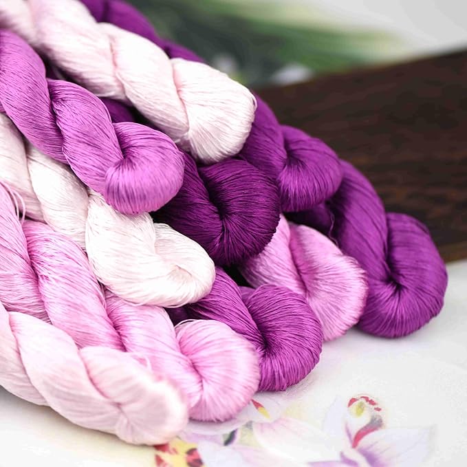 Natural 100% Silk Thread, Handmade Embroidery Thread Silk Floss 10 Colors 110m Each (65)