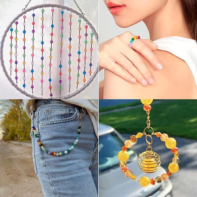 300pcs 6mm Glass Beads, Assorted Glass Beads for Jewelry Making, Colorful Round Spacer Crackle Bead Kit for Bracelet Necklace DIY Craft