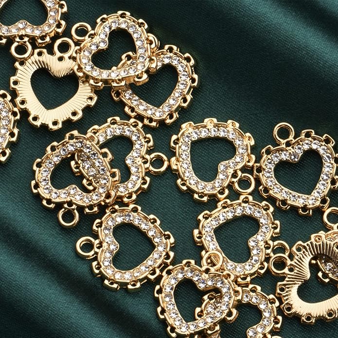 Pack of 20 Rhinestone Charms Gold Plated Pendants Pave Crystal Accessories for Necklace Bracelet Jewelry Making DIY Crafting