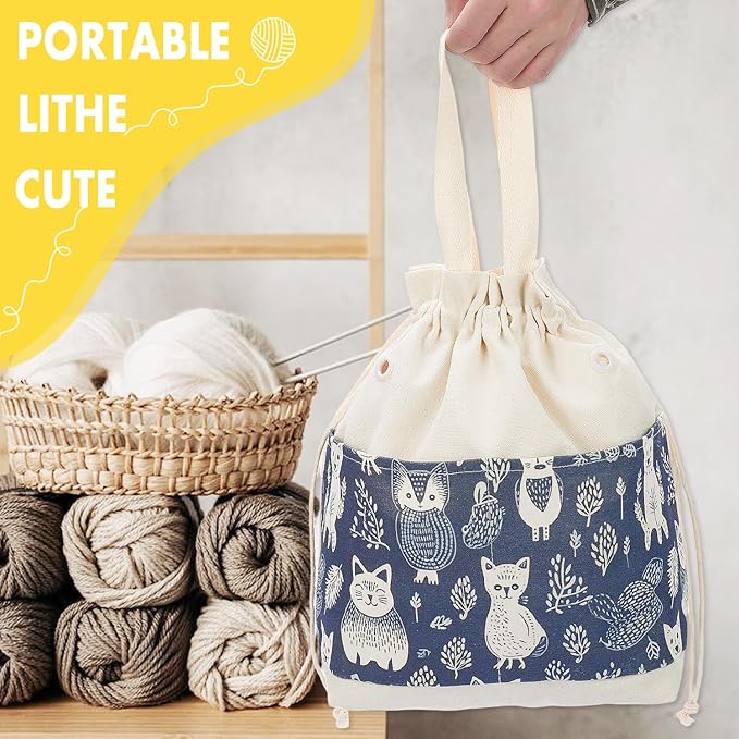 Crochet Bag, Handy Knitting Project Yarn Bag, Crochet Accessories Yarn Storage Organizer, Knitting Bags and Totes for Crocheting on The Go, 12.5x13x5''
