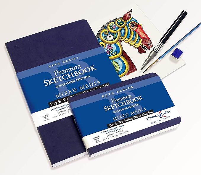 Stillman & Birn Beta Series Softcover Sketchbook, 7.5" x 7.5", 270 gsm (Extra Heavyweight), White Paper, Cold Press Surface