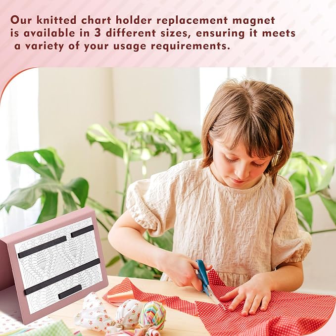Flutesan 1 Pcs Pink Knitting Pattern Holder, Fold up Cross Stitch Knitting Chart Keeper with 4 Pcs Replacement Magnets, Cross Stitch Accessories Supplies, Unfolded Size 13.2 x 9 Inch