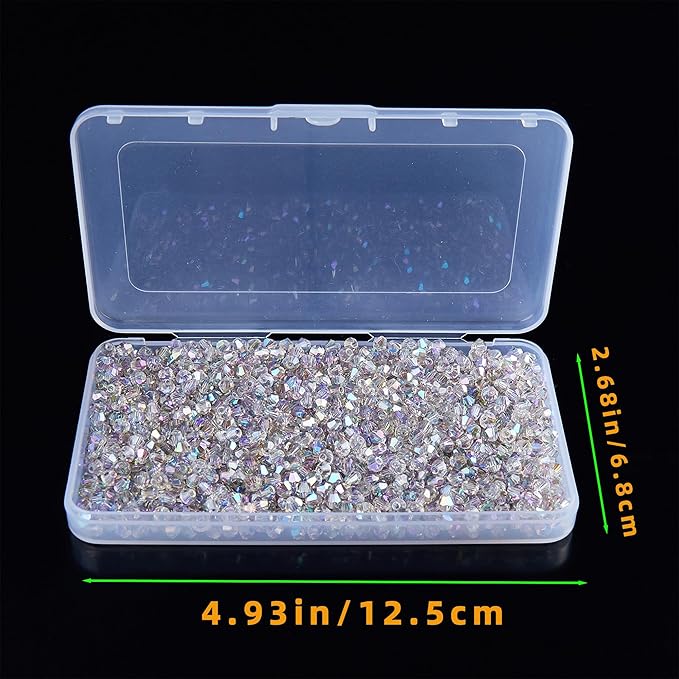laopottbeads 1100pcs 4mm bicone crystal glass beads for jewelry making, sparkling mini beads for suncatchers, diy bracelets & craft projects (ab phantom purple)