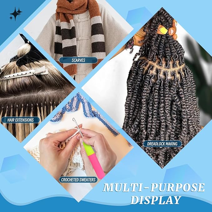 MORFEN 2 Pcs Latch Hook, Different Sizes Latch Hook Tool (0.2in + 0.15in), Crochet Needles for Hair, Hair Crochet Hook for Scarf Carpet Making and Art Crafts