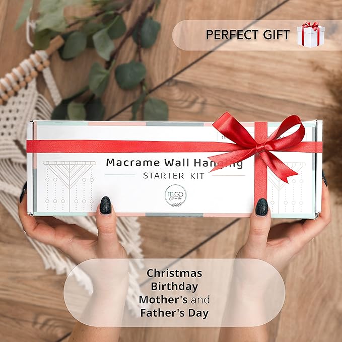 migo creates diy macrame kit for beginners with 9 macrame projects ebook, 115 pcs macrame supplies & 220yd cotton yarn | create unique bohemian decor craft projects! perfect diy crafts for adults!
