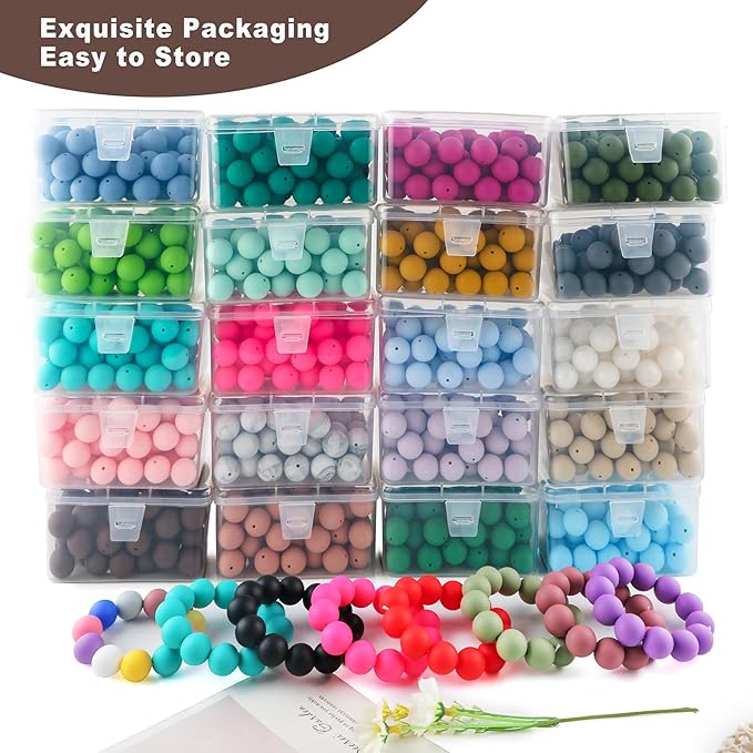 65Pcs 19mm Silicone Beads for Keychain Making Bracelet Necklace, Bulk Round Silicone Beads for Pens(Chocolate)