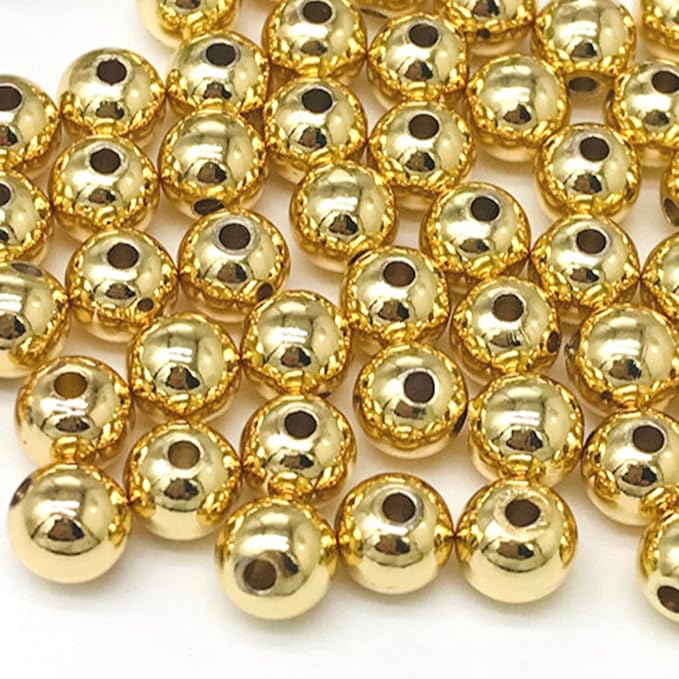 Laopottbeads 230 Pcs Gold 12MM Beads for Jewelry Making Round Beads DIY Kit for Bracelets, Earrings, Necklaces & Anklets