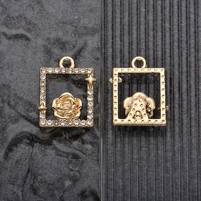 Pack of 20 Rhinestone Charms Gold Plated Pendants Pave Crystal Accessories for Necklace Bracelet Jewelry Making DIY Crafting