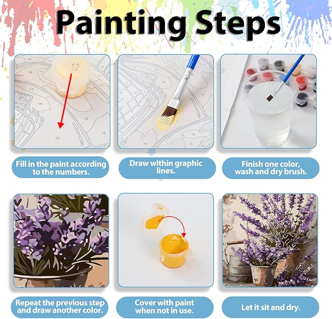 hkejoi Paint by Numbers Kit for Adults Flowers, Flower Paint by Number for Adults, Painting by Number DIY Crafts Acrylic for Gift Home Decor 16x20 in