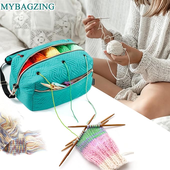 Crochet Bag Organizer - Knitting Bag - Yarn Storage Organizer - Yarn Bag for Crocheting - Yarn Holder for Crochet Accessories, Knitting Needles, Crochet Hooks, Crocheting & Knitting Gifts,