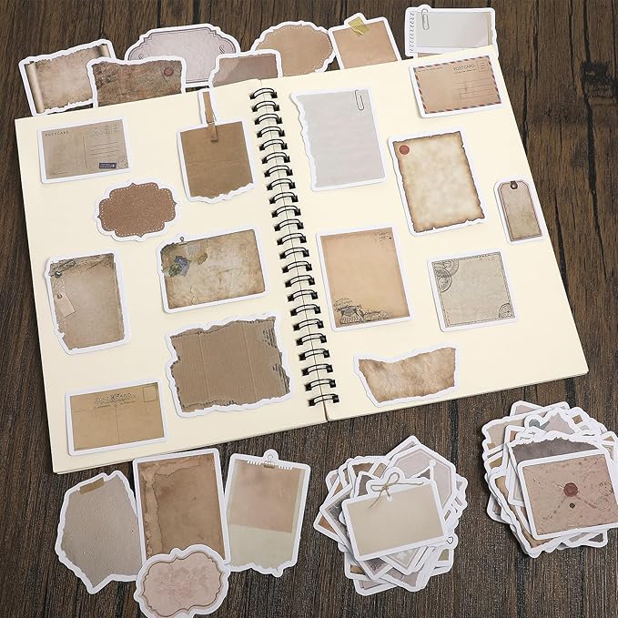 TIESOME Vintage Scrapbook Paper Stickers, 80 Pcs Scrapbooking Sticker Book Aesthetic Junk Journal Supplies DIY Decoupage Paper Accessories Stickers Craft Kits for Album Diary Notebook Journal