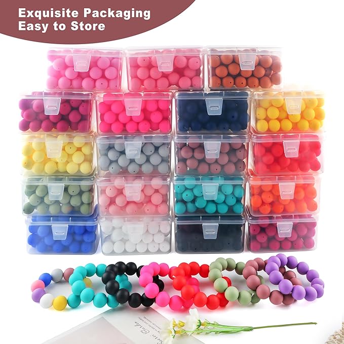 65Pcs 19mm Silicone Beads for Keychain Making Bracelet Necklace, Bulk Round Silicone Beads for Pens(Rose Brown)