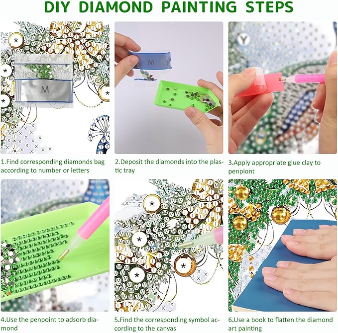 SENQAO Christmas Diamond Art Hanging Kits for Adults Kids, Peacock Diamond Art Suncatchers, 5D Special Shape Diamond Painting Pendant Window Ornament Gifts for Home Door Wall Decor