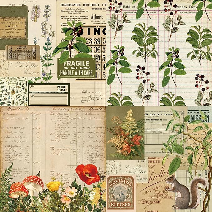 YASMEN Scrapbook Paper Pad 6x6, Vintage Patterned Cardstock Paper Pads for Card Making, Journals, Planner, DIY Envelopes, Greeting Cards, Gift Card, Decorative Art Craft -24 Sheets