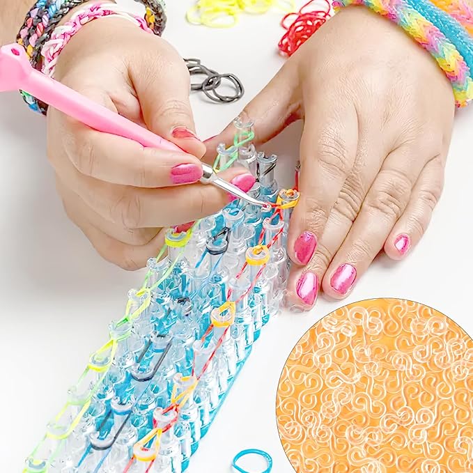 S Clips, 500 Pieces Boxed, Clear, Loom Rubber Plastic Band Clips, Bracelets DIY Making Refill Kit, Connectors Refills, Loom Bracelets DIY Handicrafts, Exquisite Gadgets