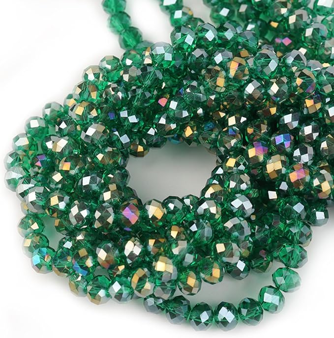 laopottbeads 220pcs 10mm crystal glass beads for jewelry making beads for bracelets necklace pendants making supplies(malachite green)