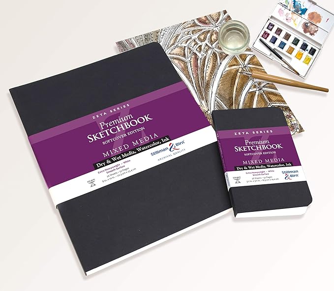 Stillman & Birn Zeta Series Softcover Sketchbook, 8.5" x 5.5", 270 gsm (Extra Heavyweight), White Paper, Smooth Surface