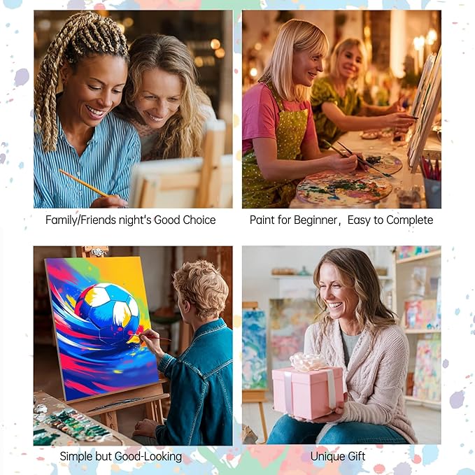 Basketball and Soccer 6 Pack Paint by Numbers for Adults Beginner Balls Oil Painting Kits on Canvas with Brushes and Acrylic Painting DIY Sports Lovers Crafts Home Wall Decor 8x11.8 Inch (Frameless)