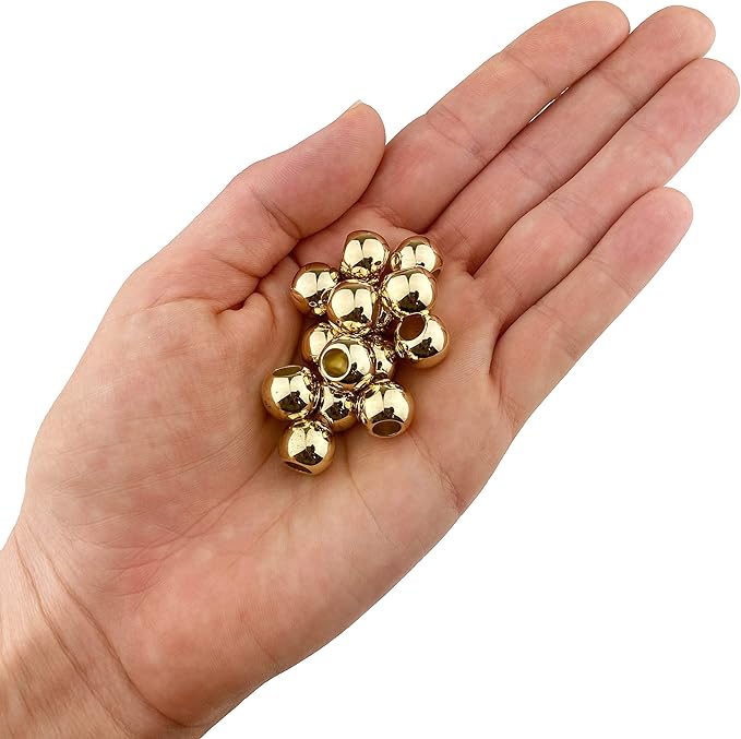 200 acrylic large hole beads for crafts 10mm x 12mm acrylic barrel beads with 5.7mm large hole, shiny gold