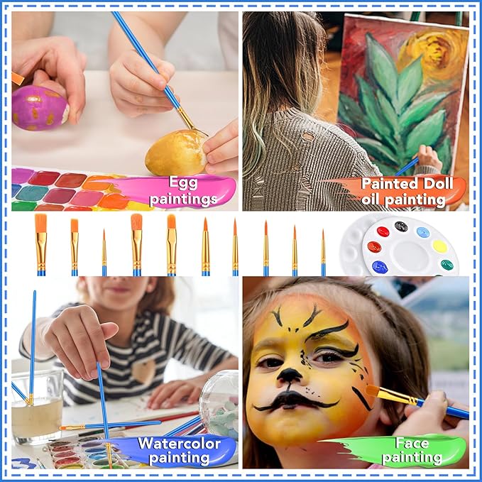AROIC Paint Brushes Palette Set,24 Pack/240Pcs Acrylic Paint Brushes and 24 Palettes, Professional Artist Brushes, Finger and Face Painting Oil Painting Watercolor Kid's and Adult Painting Art Set.