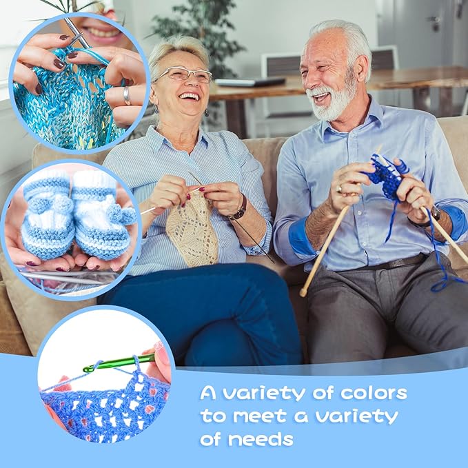 16 Skeins Cotton Yarn for Crocheting Knitting Soft Fine Clothes Cotton Blankets Yarn Bulk Assorted Colors for DIY Craft, Each 50g/185yard, 16 Colors(Blue Series)