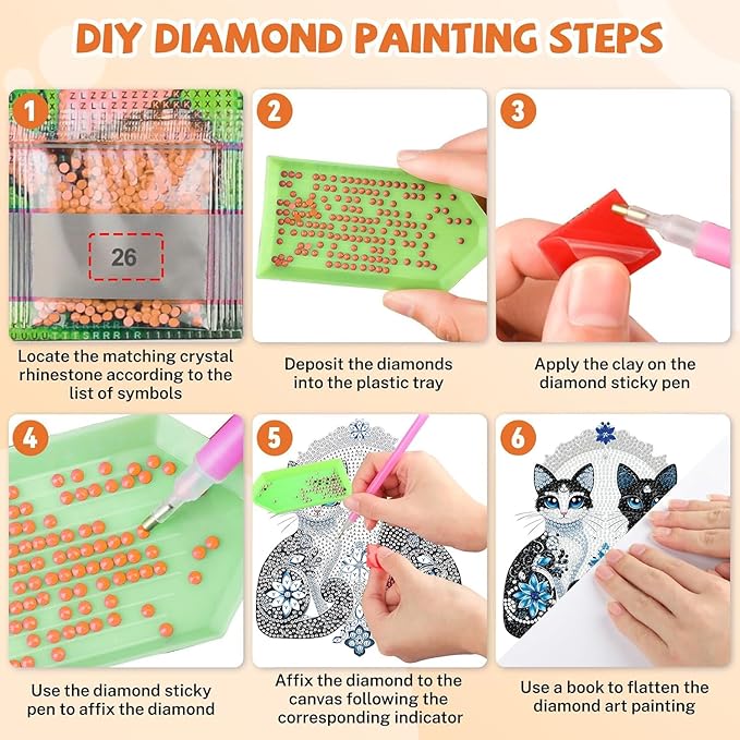 Masendp Two Cats Diamond Painting Hanging Decoration Kit, DIY Special-Shaped Rhinestone Window Hanging Kit, Suitable for Home and Garden Wall Decoration Gift