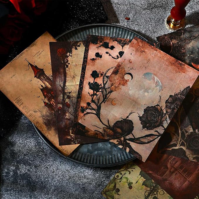 80 Sheets Gothic Scrapbook Paper, Vintage Junk Journal Supplies for Scrapbooking Kit, Magic Decorative Paper for Journaling Book Pages, Dark Academia Wall Decor for Room Decorations