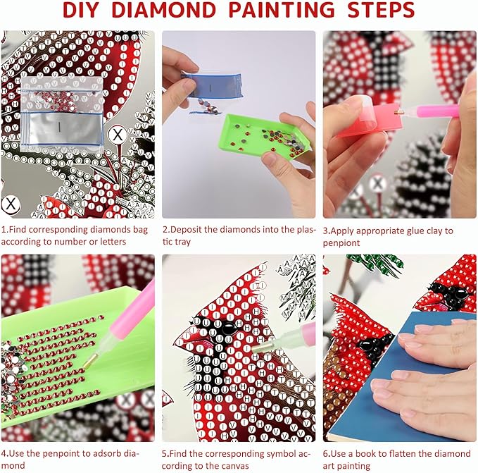 SENQAO Christmas Diamond Art Hanging Kits for Adults Kids, Christmas Cardinal Diamond Art Suncatchers, 5D Special Shape Diamond Painting Pendant Window Ornament Gifts for Home Door Wall Decor