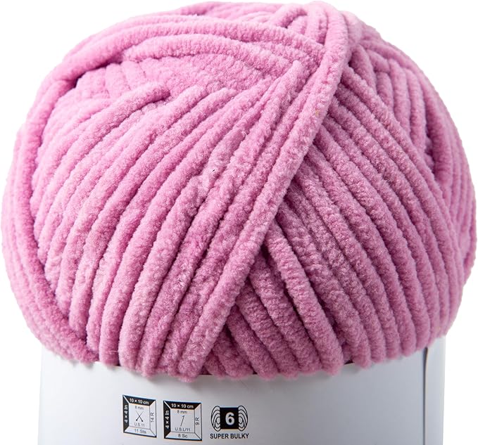 3PCS 3.5oz Chenille Yarn for Blankets Amigurumi: Soft Velvet Baby Yarn Blanket Knitting and Crocheting Bulky 5# Yarn 3 Skeins of 100g (Mauve)