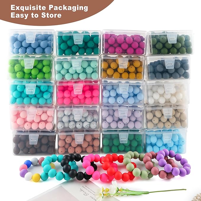 65Pcs 19mm Silicone Beads for Keychain Making Bracelet Necklace, Bulk Round Silicone Beads for Pens(Camel)