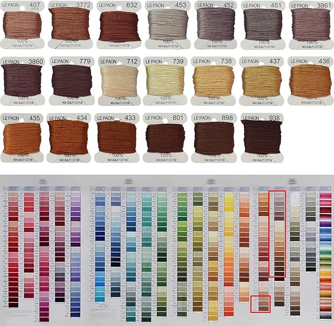 Embroidery Floss bobbins - Cross Stitch Threads - Friendship Bracelets Floss - Crafts Floss - 20 Bobbins Per Pack Embroidery Floss,Light Peach Flesh Gradient