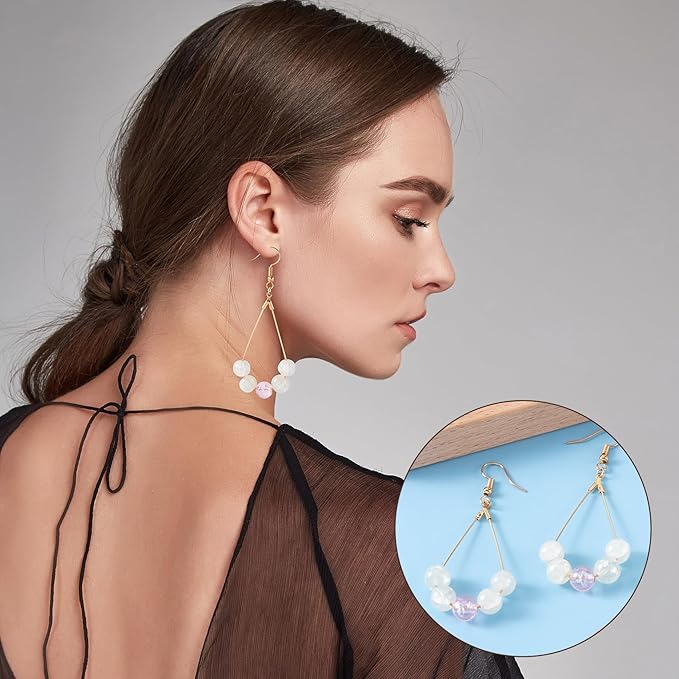 OIIKI 60PCS Earring Beading Hoops for Jewelry Making, 2 Sizes Gold/Silver Plated Hoop Earring Findings, Open Hoops, Metal Earring Rings, Waterdrop Earring Beading for DIY Jewelry Crafts for Women