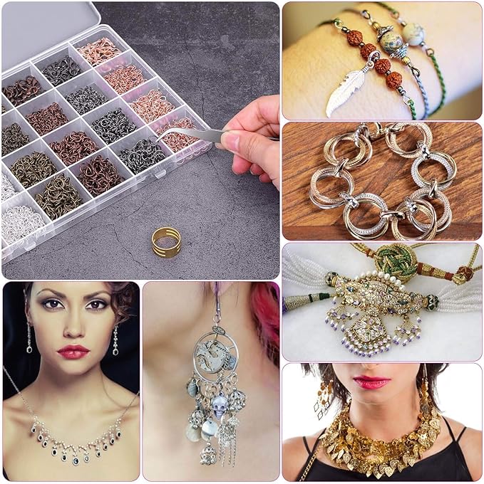 Jump Rings, Cridoz 2340Pcs Open Jump Rings and Lobster Clasps Jewelry Making Supplies Kit for Necklace and Jewelry Repair