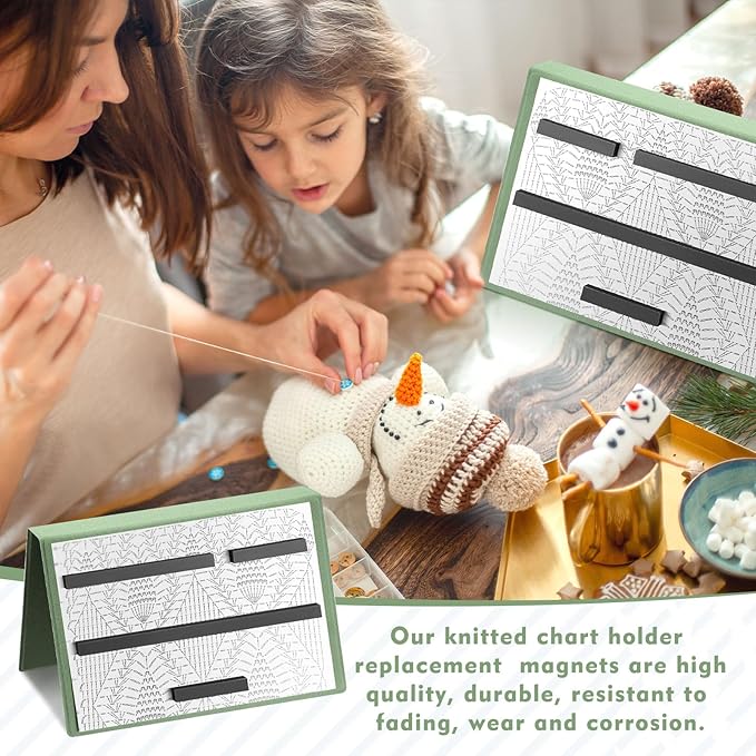 Flutesan 1 Pcs Sage Green Knitting Pattern Holder, Fold up Cross Stitch Knitting Chart Keeper with 4 Pcs Replacement Magnets, Cross Stitch Accessories Supplies, Unfolded Size 13.2 x 9 Inch