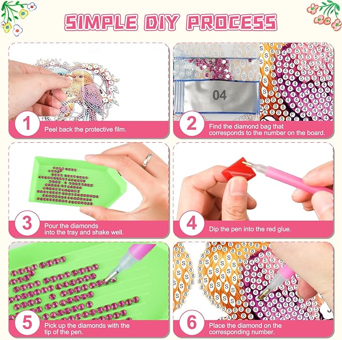 KEYIFA Bird Diamond Painting Kit, DIY Dreamcatcher Diamond Art for Adults, Diamonds Pendant Special Shaped Rhinestone Window Hanging Ornaments Home Garden Wall Door Decoration, 20cm Width