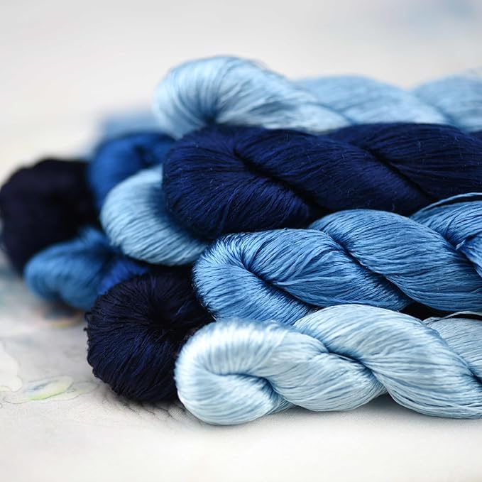 Natural 100% Silk Thread, Handmade Embroidery Thread Silk Floss 10 Colors 110m Each (56)