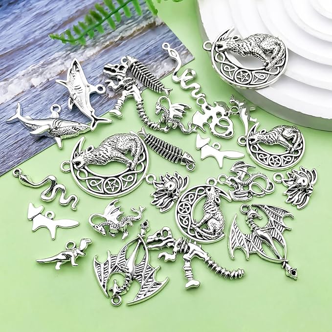 Sailanzi 48pcs antique silver novel animal set Pendant Jewelry Making DIY Keychain Earrings Pendant Various Design Charms for Jewelry Making Bracelets Necklace (SN1063)