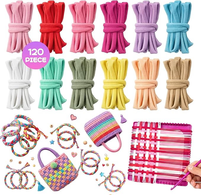 Foyods 120PCS Weaving Loom Refill Loops, 12 Colors Weaving Loops for 7-Inch Weaving Loom & Potholder Loops/Loom Loops/Potholder Loom Loops/Weaving Loom Bands