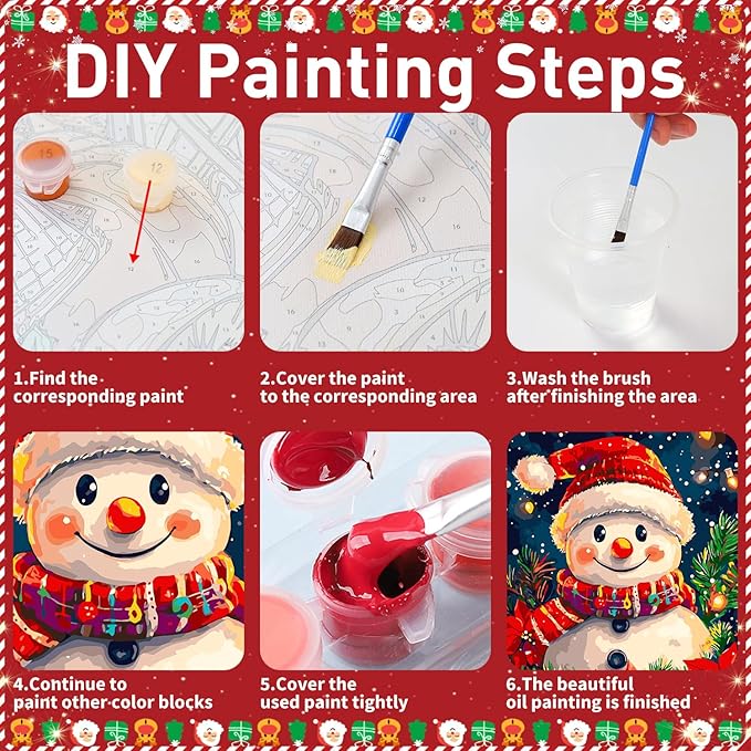 Christmas Paint by Numbers for Adult,Snowman Paint by Numbers Kit for Adults Beginners, DIY Acrylic Painting on Canvas for Home Wall Art Decor 16x20 Inch